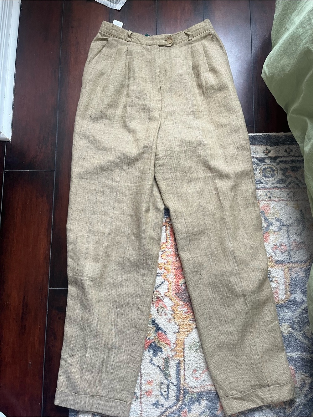 Vintage Ralph Lauren High-Waist Linen Trousers - Herringbone Tweed